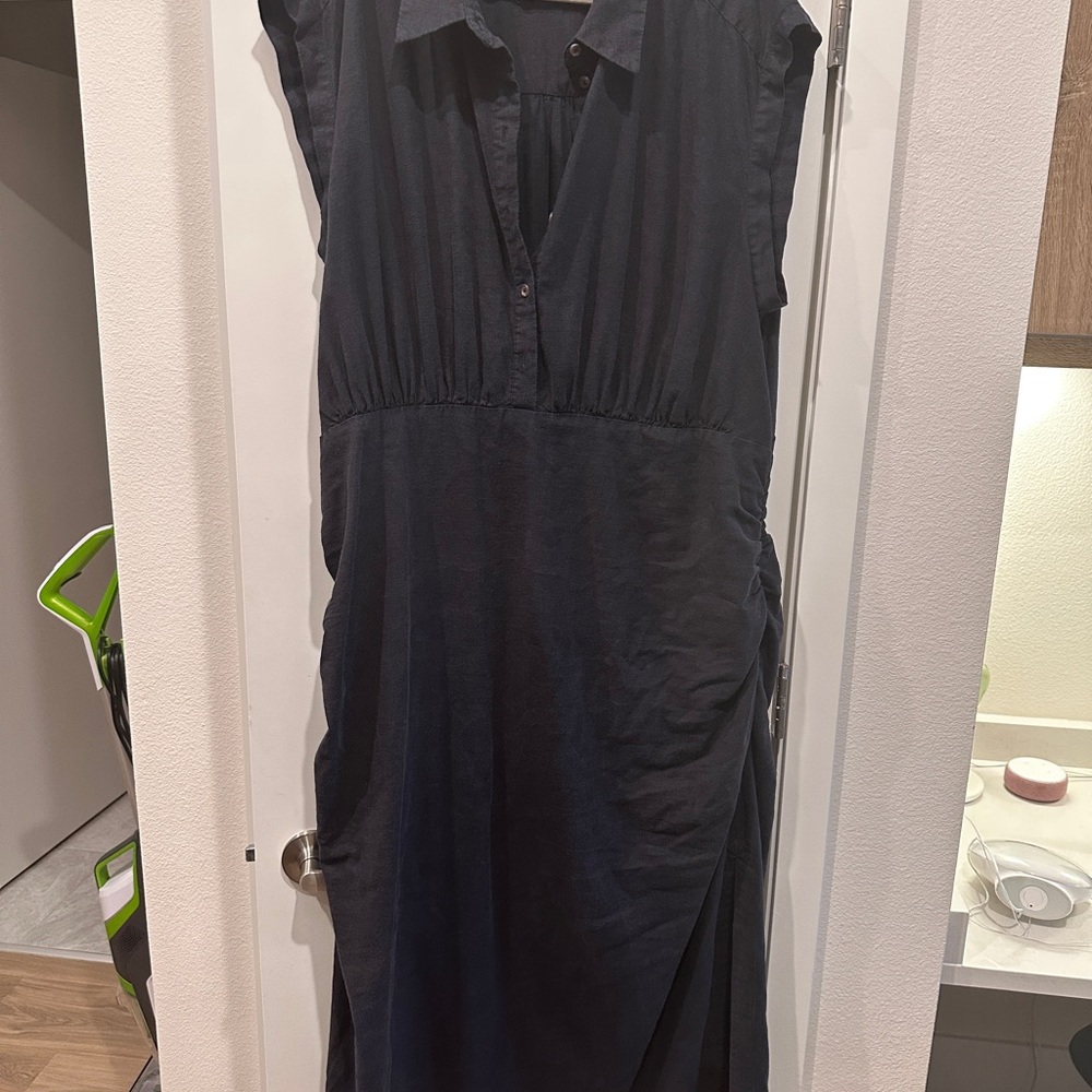 Anthropologie Plus Size 3X Black Sleeveless Linen Maxi/Midi Dress